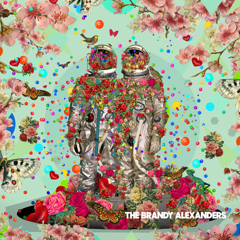 Album cover art featuring a colorful and intricate illustration with floral patterns, butterflies, and the band name 'The Brandy Alexanders' at the bottom.